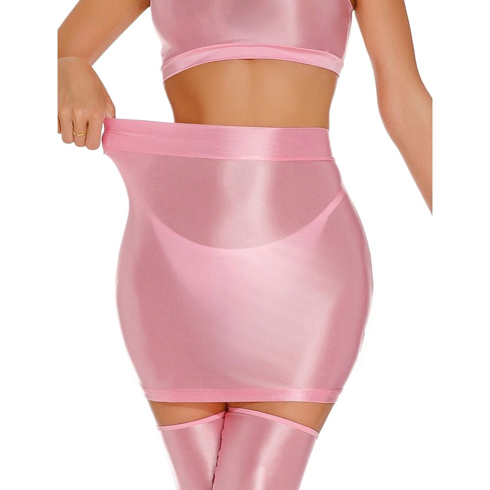 9724 Shiny Oil Skirt Smooth Seamless Mini Skirts Hot Glossy Pencil Bodycon